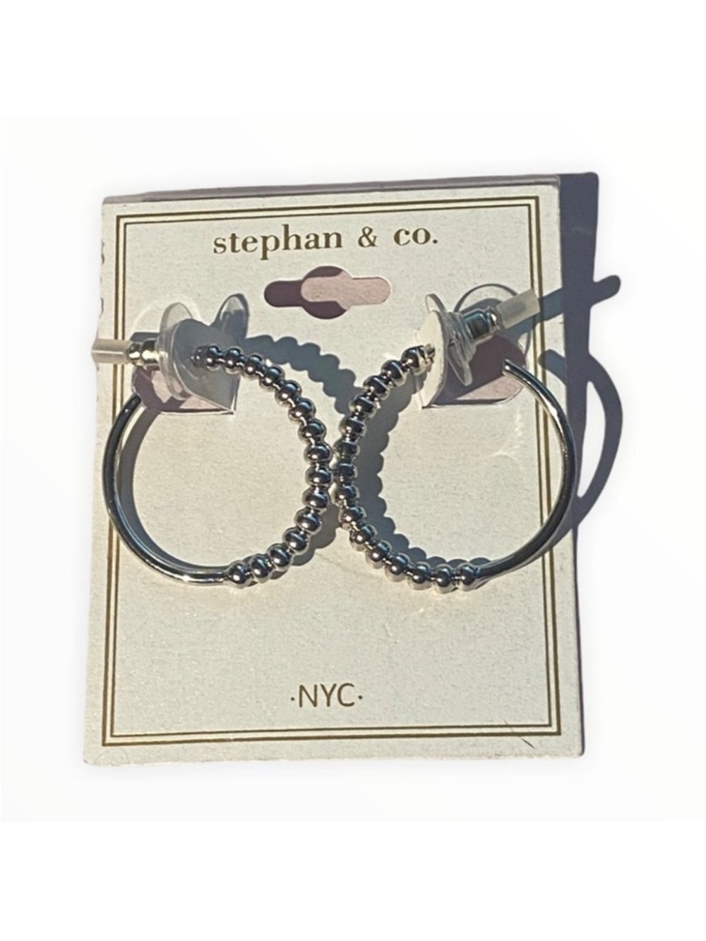 NWT Nordstrom Stephan & Co Silver Hoop Earrings Post Back New With Tags‎ Circle